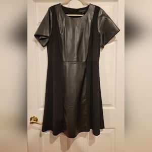 Eloquii Sz 18 black faux leather paneled dress
